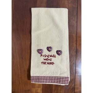 A Kind Word Warms The Heart Tan Red Checkered Tea Towel Decor Accent Folksy